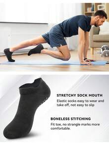 5 Pairs Non-Slip Solid Color Boat Socks, Regular Thickness, Suitable For Home, Hospital, Gym, Pilates, Yoga - Multicolor - View 3