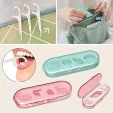 2 Box Of10 Pieces Premium Dental Care Essentials - Portable Ultra-Fine Floss Dispenser With Protective Case, Features Ergonomic Handle & Sturdy Plastic Build, Ideal For On-The-Go Oral Hygiene,Portable Floss Case/Cleaning Floss/Dental Picks/Combo Kit