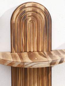 1件波西米亚风格拱形木质壁挂式置物架 - 悬浮式置物架，壁挂式储物架，适用于卧室、厨房、客厅、装饰