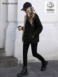 Mobula Sound# Middle East Versatile Casual Sports Fashion Women's Spring Autumn Winter Fleece Windproof Jacket, Blue Y2K Student College Young Style Denim Jacket