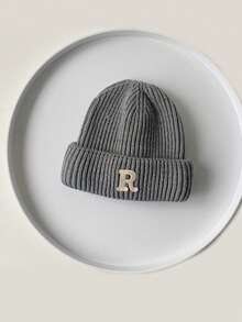 秋冬韩版儿童针织帽-男童/女童时尚字母毛线帽-中大童糖果色针织帽-适合3至8岁儿童 - 彩色 - 查看 12