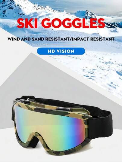 1pc New Fashion Anti-Fog Mountain Skiing Goggles For Outdoor Use With Large Frame, Windproof And Dustproof, Colorful Protective Eyewear With Curved Ultra-Wide-Angle Lens. The Perfect Design Of The Lens Provides A Wider Field Of Vision, Better Dust And Wind Resistance, And Better Protection For The Eyes From Insect Damage.