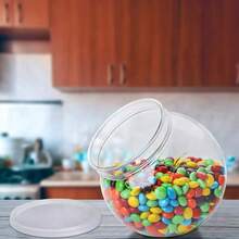 1/3/5/10pcs 350ml Transparent Plastic Candy Jar With Lid, Wide Mouth Storage Container For Kitchen Counter, Suitable For Storing Candies, Jelly Beans, Cookies And Snacks