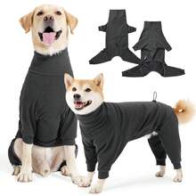 Dog Winter Coat Soft Fleece Pullover Pajamas, Pet Windproof Warm Cold Weather Jacket Vest Cozy Jumpsuit Apparel Outfit Clothes For Small Medium Large Dog Walking Sleep - Dark Grey - View 21