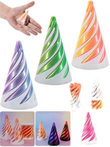3Pcs Multi-Size Reversible Spiral Cone 3D Printed Anxiety Relief Fidget Toy,Decompression 3D Printed Double-Sided Spiral Cone - Colorful Gradient Structure, 1/2/5/10/20Pcs,Suitable As Halloween And Christmas Gifts, Metal Fiber Structure,Fidget Toys,Fidget,Sensory Toys
