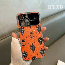 Teléfono con diseño de calabaza negra electrochapado | AG Frosted Large View Window 2 en 1, compatible con las series 17, 17 Pro, 17 Pro, 16 Pro, 16 Pro, 16 Plus, 16, 15 Pro, 15 Pro, 15 Plus, 15, 14 Pro, 14 Pro, 14 Plus, 14, 13 Pro, 13 Pro, 13, 12 Pro, 12 Pro 12. Accesorio móvil, funda elegante, material premium, diseño estilizado, funda protectora. Ideal para usuarios de smartphones y entusiastas de la tecnología. - Plateado - Ver 3