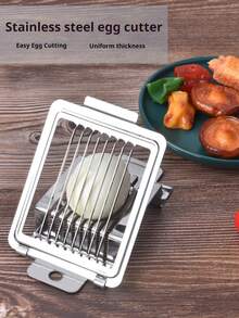 1PC Stainless Steel Multi-Functional Egg Slicer, Household 430 Stainless Steel Slicer, Kitchen Gadget, Egg And Preserved Egg Separator, High-Quality Kitchen Tool For Thanksgiving, Christmas, Halloween, Outdoor, Kitchen, Hotel And Restaurant Use, Kitchen Accessory, Egg Cutter, Egg Slicer, Egg.