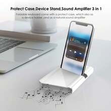 Teclado Bluetooth plegable, teclado inalámbrico con triple plegado BT con almohadilla táctil sensible recargable para tablet, iOS, Android, Windows, ordenadores portátiles PC (White) - Blanco - Ver 7
