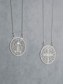 PRATAMIL JOIAS St. Benedict Scapular In 925 Silver Laser - Plateado - Ver 2