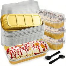 60Pcs Mini Loaf Pans Wit Li And Spoons Aluminum F Ing Pans Rectangle Mini Cake Pans Wnie Ing Cups  S Party Gold
