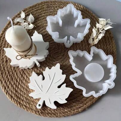 3D Candle Mold Maple Leaf Shape, Silicone Maple Leaf Mold For DIY Crafts - Multifunctional Car Fragrance And Candle Holder Mold, Compatible With Resin And Plaster Clay, Suitable For Autumn/Winter Decor, Christmas, Easter, Thanksgiving, Mother's Day, Valentine's Day, Birthday Craft Mold