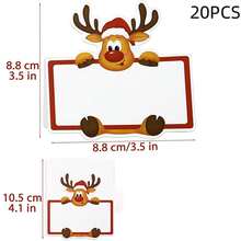 10/20/50 Tarjetas de decoración de mesa navideña, tarjetas de papel con nombres de asientos de renos para decoración de mesa navideña, adecuadas para decoración de fiesta de Navidad con tarjetas de nombre de asientos