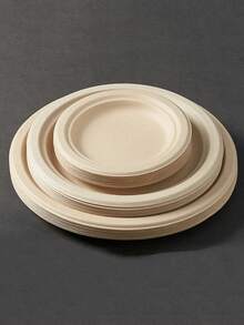 10/20/50个装 6英寸加厚豪华甘蔗纤维纸盘，加厚纸盘，蛋糕甜点盘，烧烤盘，可重复使用，防漏，一次性使用，适用于家庭厨房、餐厅、野餐、露营、派对、家庭聚会、生日派对、野餐、烧烤、派对餐盘、派对用品、婚礼、万圣节派对餐具 - 彩色 - 查看 5