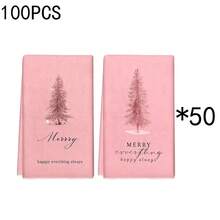 1 pièce/2 pièces/100 pièces Serviettes de cuisine et lavettes imprimées avec motif d'arbre de Noël, convient pour la décoration intérieure des restaurants, cuisines, salles de bain, décoration de fête, cadeaux de Noël