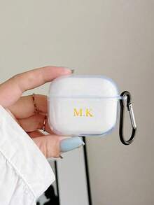 Minimalist Matte Macaron Solid Color Bluetooth Earphone Protective Case, Matte Beige, Fashion Versatile, Comes With 1 Earphone Hanging Ring, Compatible With Apple Devices - Clear - View 2