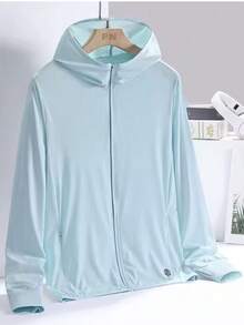 Lightweight Full Zip Jacket UPF 50+ Hood For Hiking Fishing And Outdoors - 灰色 - 查看 2