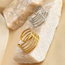 New 18K Stainless Steel Fashion Ring, The Opening Design Can Be Adjusted In Size - 12-prata - View 4