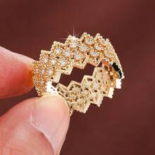 1pc Pointed Lace Hollow Design Cubic Zirconia Inlaid Fashion Ring For Women - Multicolor - View 6