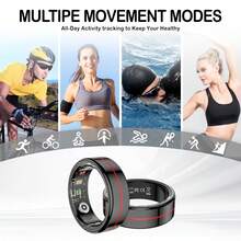 Intelligenter Ring - Fitness- & Schlaftracker, Schritt-, Distanz- & Kalorienüberwachung, magnetisches Laden - modisches Edelstahldesign, perfektes Geschenk zum Geburtstag, Neujahr, Weihnachten für Freunde, ideal für Partys, Feiertage & besondere Anlässe, IP68 wasserdicht, kompatibel mit iOS & Android, keine Abonnementgebühr, Roségold/Weiß/Schwarz, Größe 7/8/9/10/11/12 (15mAh wiederaufladbarer Akku) - YJH-R04 - Übersicht 7