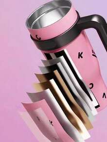 1 pieza Vaso aislado al vacío de acero inoxidable de 40 onzas con asa de pajita, taza de viaje de gran capacidad para el hogar, la oficina, regalo de Navidad, regalo de cumpleaños para amigos, regalo del Día de San Valentín - Multicolor - Ver 3