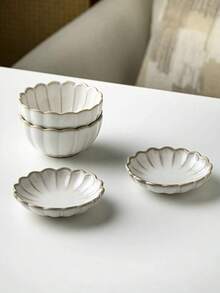1 set Juego de tazón y plato de cerámica con acabado de esmalte craquelado vintage, tazones para postre, tazones para arroz, platos para salsa, platos para aperitivos, juego de vajilla