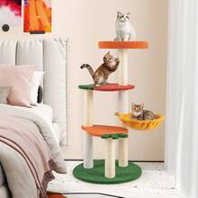 Multi-Level Cat Tree Cute Fruit World Cat Tower W/ Fruit-Shaped Platforms - 橙色,紅色,綠色和黃色 - 查看 5
