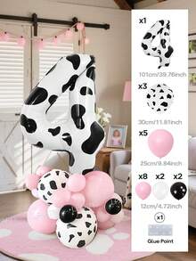 102pcs/21pcs Pink Cowgirl Theme Balloon Arch And Garland Set, 40 Inch Cow Print Balloons (Numbers 0-9), Cowboy Hat/Cowboy Boot Balloons, Farm Theme Birthday Party Decoration, Cream Print Latex Balloons, Farm/Barn Party, Baby Shower - Multicolor - View 22