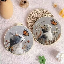 1 Bộ dụng cụ thêu thủ công mới, Bộ sưu tập mèo tự làm đơn giản dành cho người mới bắt đầu, Trang trí nhà cửa, Quà tặng Giáng sinh - Nhiều màu - Xem 1