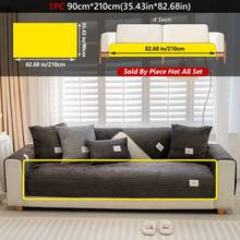 1PC Flannel Pinstripe Labeled Sofa Cushion - Non-Slip Pet-Friendly Seat Pad For 1/2/3/4-Seater Modular Sectionals, Minimalist Premium Cover With Multi-Size & Color Options