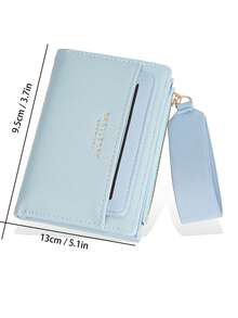 Cartera corta de mujer, estilo Ins de alta calidad, portacartas, cartera con cremallera de color contrastante para estudiantes, mujer, cartera mini, cartera de otoño, linda cartera pequeña, cartera de muñeca - Azul - Ver 5