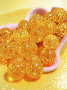 50pcs 8mm Acrylic Cracked Beads - Transparent & Multicolor, Jewelry Making Supplies For DIY Bracelets And Necklaces - Pink - View 4