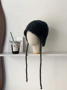 1 szt. dzianinowa czapka vintage dla kobiet, miękka i wykonana z mieszanki WaKnittedool, czapka rybaczka, jesień/zima - Nauszniki z metką z materiału szczotkowanego - Zobacz 10