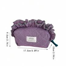Borsa per trucchi in tessuto morbido a quadri con stampa floreale a contrasto e cerniera, pochette cosmetica leggera, organizer da viaggio versatile, accessorio femminile alla moda e bello, essenziale per l'università, elementi essenziali da viaggio per vacanze e viaggi, borsa da viaggio per donne organizer per il trucco