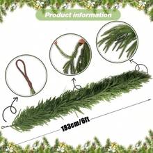 1/2 piezas Guirnalda artificial de pino de Norfolk con tacto real - 6 pies de verdor invernal para decoración de mesa, pared y puerta en Navidad - Guirnalda de pino falso para uso interior y exterior (verde realista)