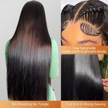 30 Inch 13x6 Lace Front Wigs Human Hair Straight Lace Front Human Hair Wig Pre Plucked 250 Density Glueless Natural Black Straight Wig 13x4 HD Lace Frontal Wigs For Women - Natural Black - 查看 3