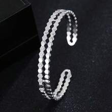 1pc Fashionable Versatile Cubic Zirconia Inlaid Open Bangle Bracelet, European And American Style
