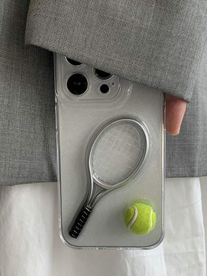 3D网球运动环氧透明手机壳适用于 16 14 15 13 12 11 Pro Max Plus可爱防震背壳运动女友款