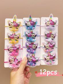 12 件装女孩独角兽发带，甜美发饰 - 彩色 - 查看 6