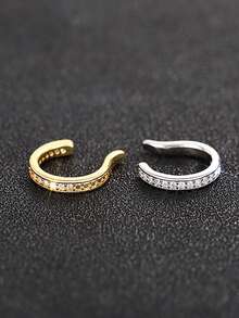 简约银色/金色夹式耳环，女士无耳洞夹式耳环，无需耳洞即可佩戴，耳骨夹式耳环 - 彩色 - 查看 6