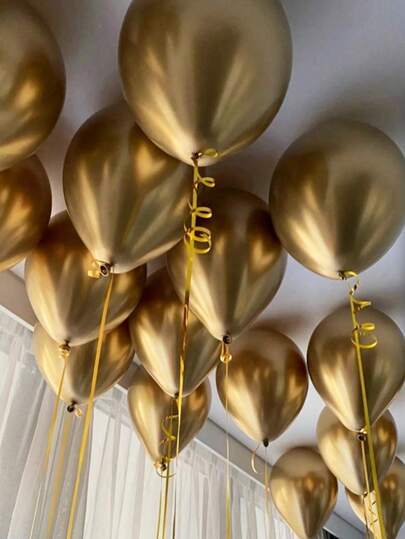 20pcs 5/10/12-Inch Gold Metallic Latex Balloons, Suitable For Wedding, Anniversary, Carnival, Party, Birthday Party Decoration