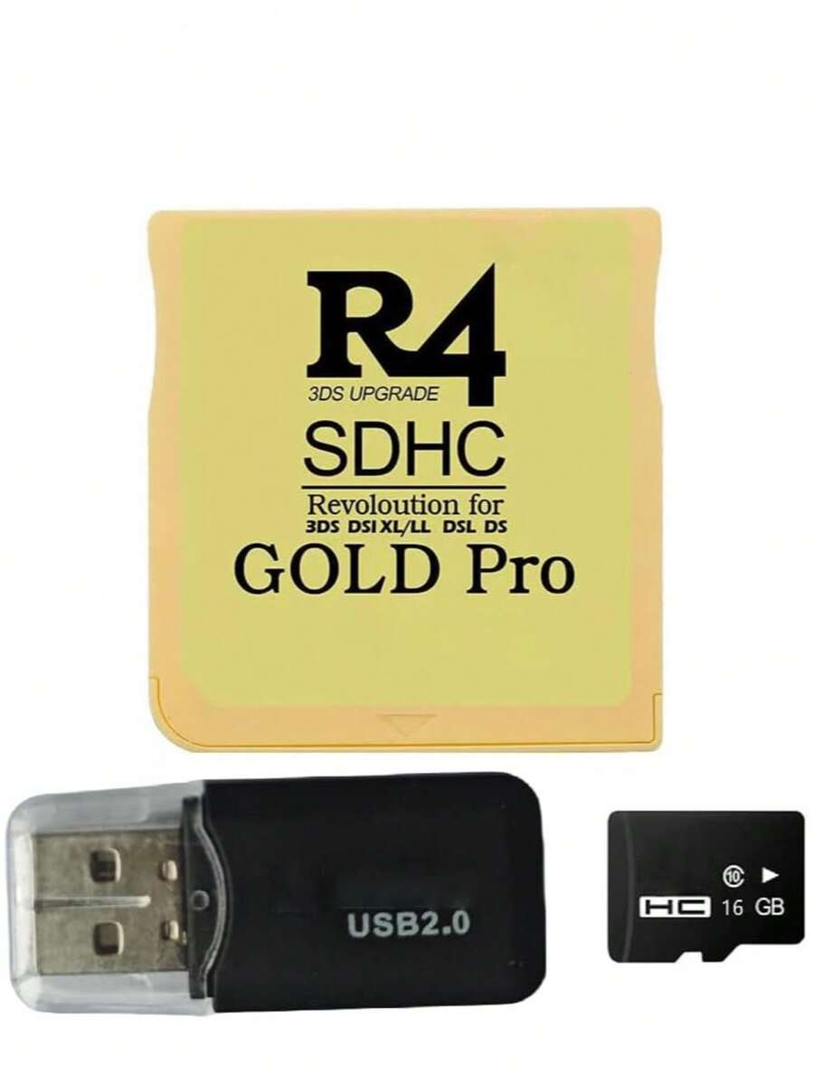 Tarjeta Flash R4 SDHC para NINTENDO DS/3DS, compatible con juegos, archivos y multimedia, expande la capacidad de tu consola portátil - Dorado - Ver 1