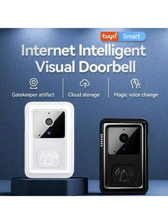 Smart Visual Doorbell With Camera, HD Camera, Wide Angle, Intelligent Voice Intercom, WIFI, Built-In Speaker, Bi-Directional Voice Intercom, Real-Time Alerts, App Control-400 MAh Battery Capacity