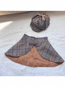 宠物侦探服装套装 - 英式狗猫角色扮演带帽子，适合小型犬，涤纶材质，钩环扣