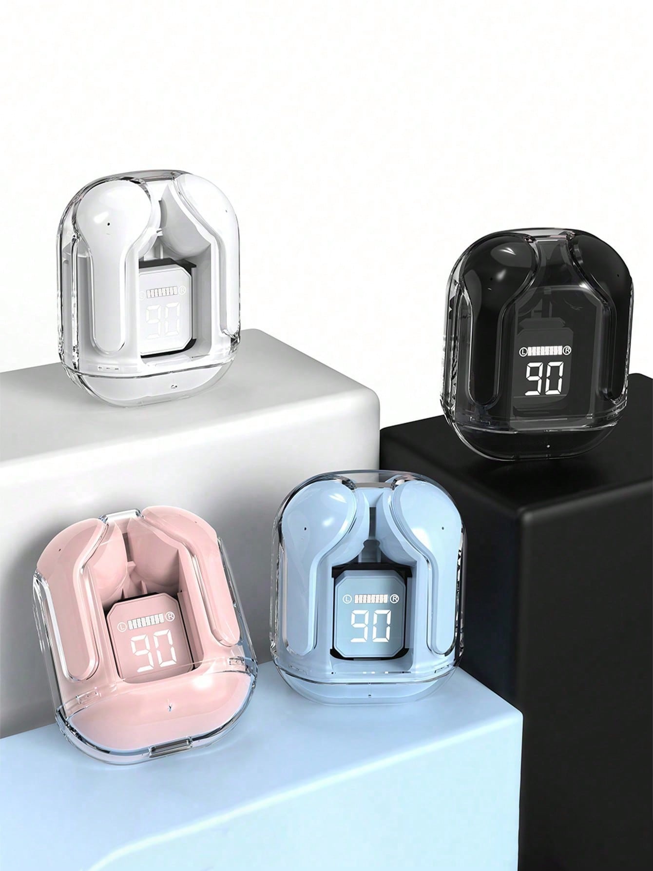 سماعة أذن لاسلكية بلوتوث شفافة واحدة – شاشة وتحكم...