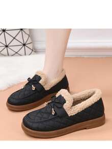Winter New Plush Thickened Soft Bottom Casual Slip-On Mom Shoes, Outdoor Warm Fashion Middle-Aged & Elderly Anti-Slip Waterproof Thick Sole Lightweight Mom Shoes - Black - View 4