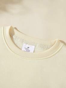 Girls' Christmas Minimalist Slogan Print Warm Fleece Crew Neck Sweatshirt