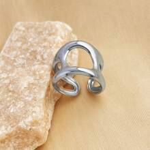 New 18K Stainless Steel Fashion Ring, The Opening Design Can Be Adjusted In Size - 14-prata - View 1