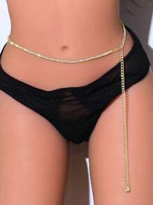 Strassstein Taille Kette, goldene Kristall Taille Kette, Bauchkette, sexy Bikini Körperkette, lange Silber Strassstein Taillenkette, Gürtel, Sommer Strand Körperkette, Karneval Party Tanz Körper Accessoires Schmuck für Frauen und Mädchen