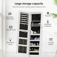 HYLZVN Jewelry Cabinet Mirror Jewelry Organizer With FullLength Mirror Standing Lockable Jewelry Armoire Mirror Organizer Large Storage Capacity Wooden Cosmetic Organizer Storage White - trắng - Xem 6