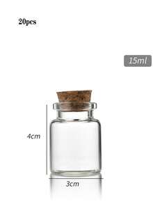 1/5/10/20个30毫米直径软木塞，高硼硅玻璃许愿瓶，漂流瓶，幸运星，糖果，药丸，花茶，玻璃储物瓶 - 彩色 - 查看 18